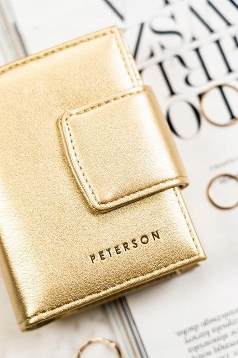 Portfel, złoty, skóra ekologiczna, Peterson