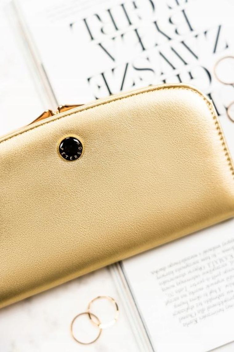 Portfel, złoty, skóra ekologiczna, Peterson