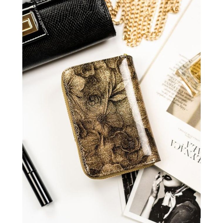 Portfel, złoty, skóra naturalna i ekologiczna, Peterson