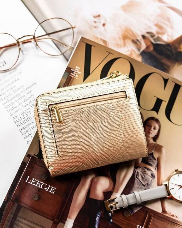 Portfel, złoty, skórzany, Peterson