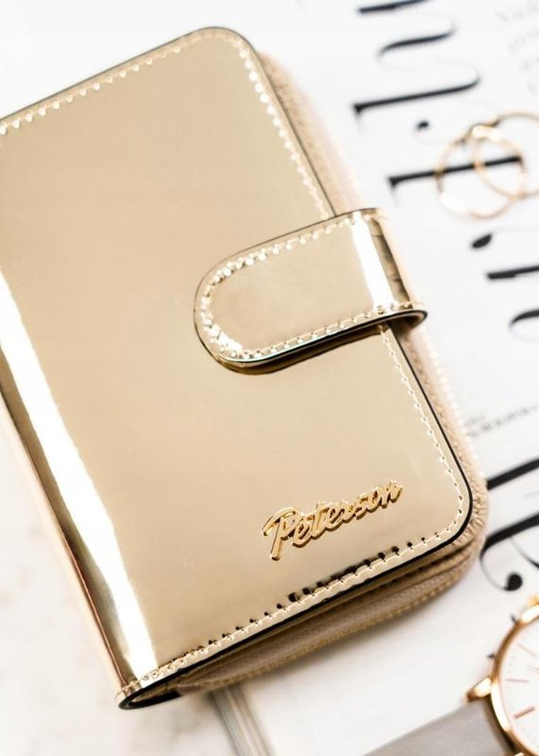 Portfel, złoty, skórzany, Peterson
