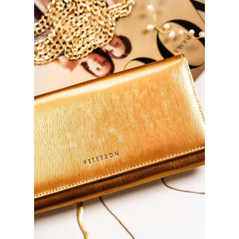 Portfel, złoty, skórzany, Peterson