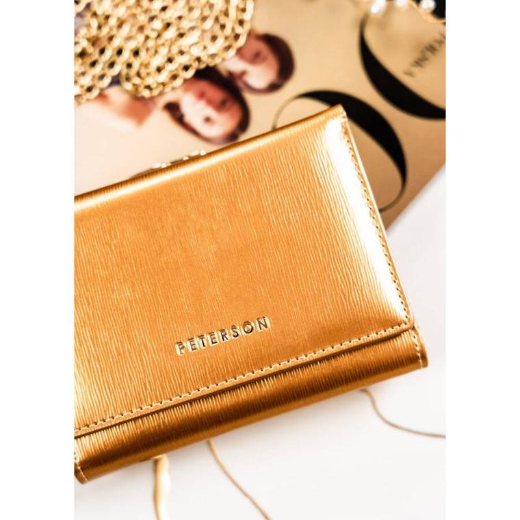 Portfel, złoty, skórzany, Peterson