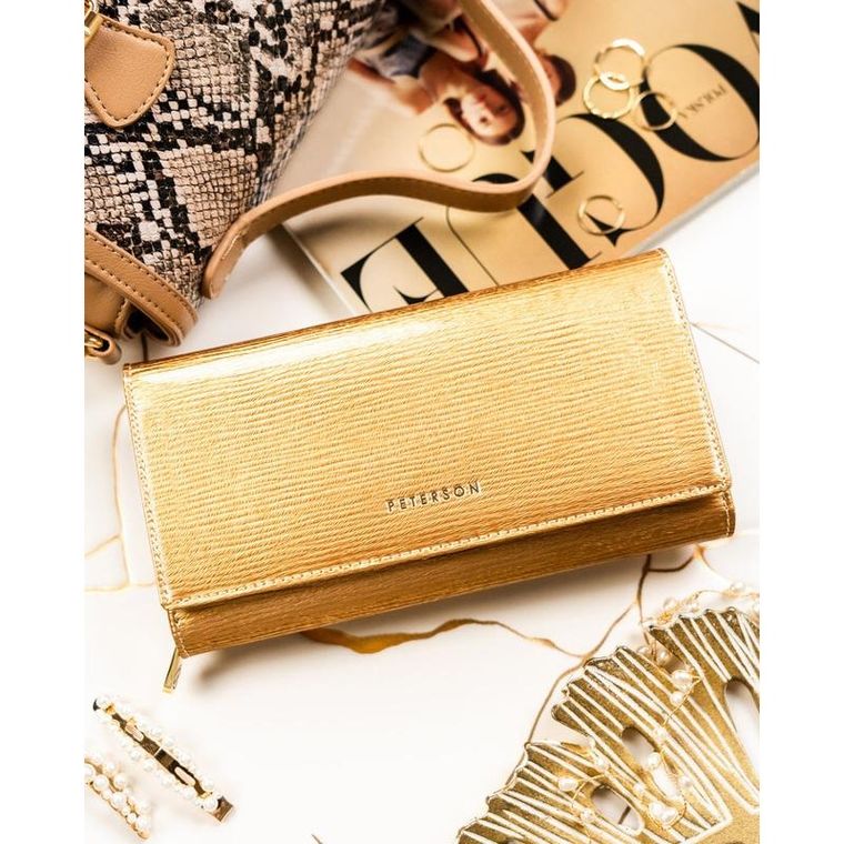 Portfel, złoty, skórzany, Peterson