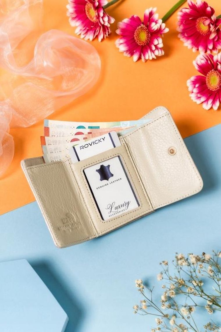 Portfel, złoty, skórzany, RFID, Lorenti