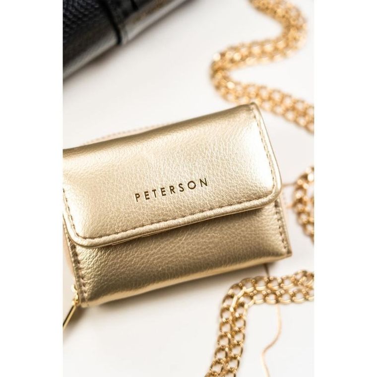 Portfel, złoty, skórzany, RFID, Peterson
