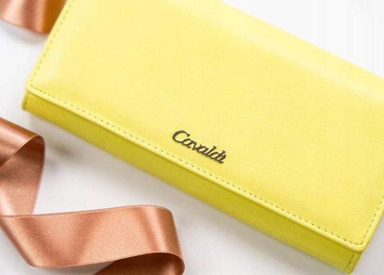 Portfel, żółty, skóra ekologiczna, RFID, Cavaldi