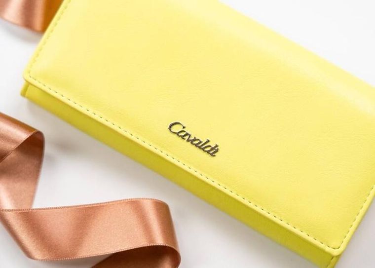 Portfel, żółty, skóra ekologiczna, RFID, Cavaldi
