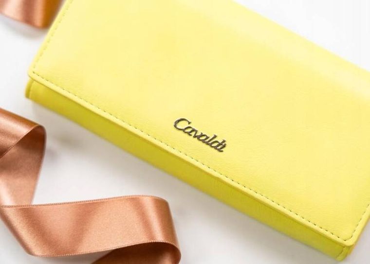 Portfel, żółty, skóra ekologiczna, RFID, Cavaldi