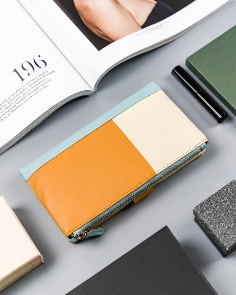 Portfel, żółty, skórzany, Rovicky