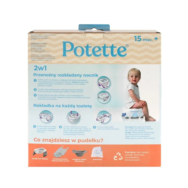Potette Plus, zestaw, nocnik, akcesoria, biało-różowy