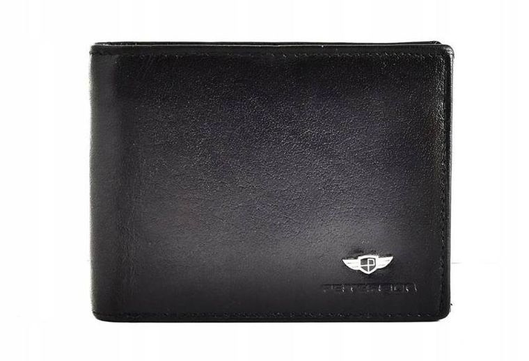 Potfel z łańcuchem, skórzany, czarny, Peterson