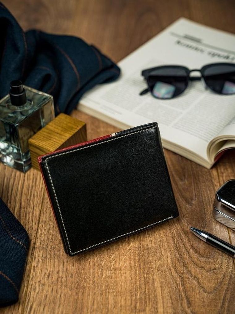 Poziomy portfel męski dwukolorowy ze skóry naturalnej HQ, Rovicky