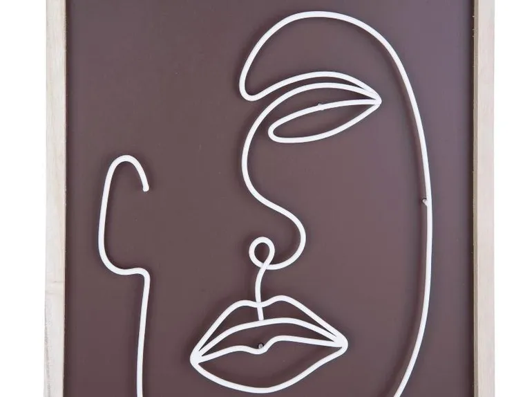 Present Time, dekoracja ścienna z metalowym motywem twarzy, art line