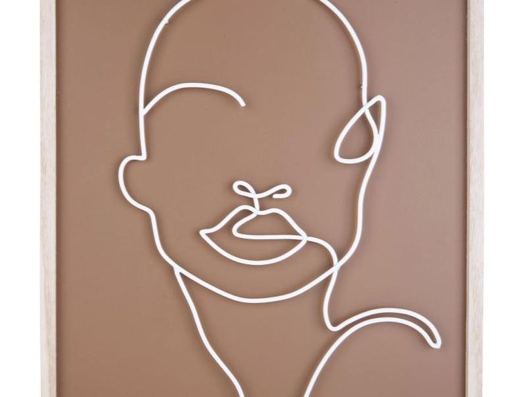 Present Time, dekoracja ścienna z metalowym motywem twarzy, art line