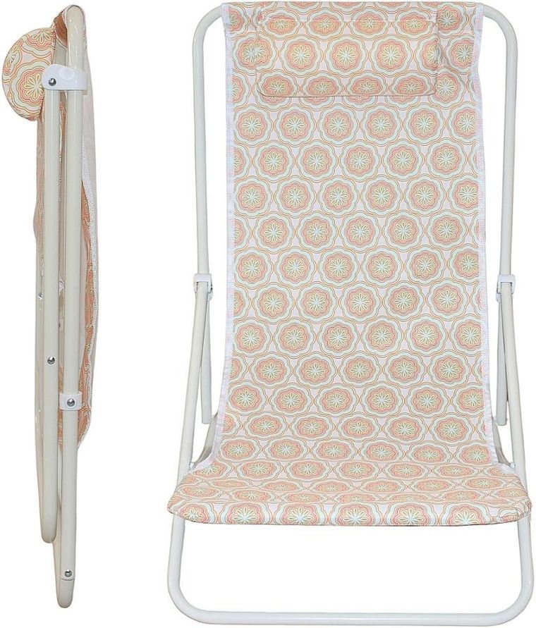 Probeach, leżak składany plażowy z zagłówkiem, pomarańczowy