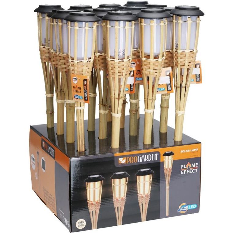 ProGarden, bambusowa lampa solarna wbijana pochodnia, 54 cm