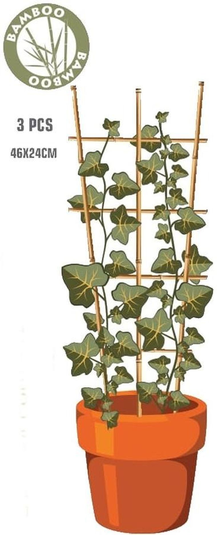 ProGarden, podpora do roślin, bambusowa drabinka, 45 cm, 3 szt.