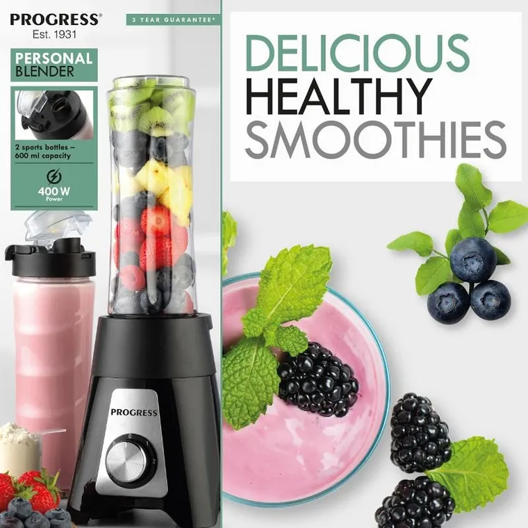 Progress Est. 1931, blender do smoothie shaker progress 400 w, 2 prędkości, 600 ml