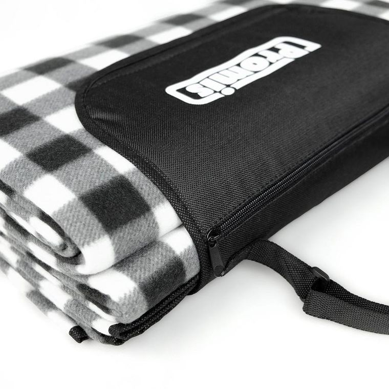 Promis, koc piknikowy, czarna krata, 200-200 cm