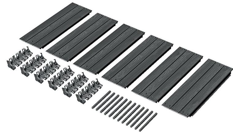 Prosperplast, Base Wood, grządka, rabatka ogrodowa, antracyt, 6 elementów