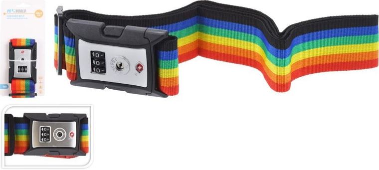 ProWorld, uniwersalny pas zabezpieczający do walizki, wielokolorowy, 5-180 cm