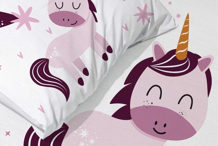 Przytulaki, Jednorożec, 2-częściowy komplet pościeli bawełnianej, 100-135 cm