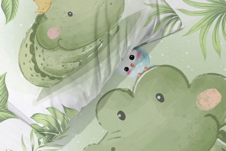 Przytulaki, Krokodyl, 2-częściowy komplet pościeli bawełnianej, 100-135 cm