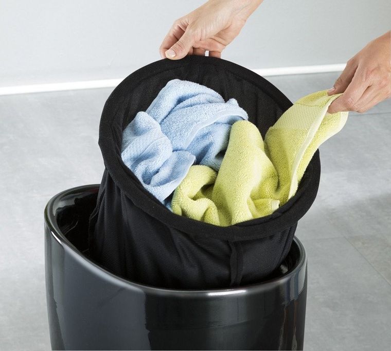 Pufa, Candy, black, kosz na pranie 2w1