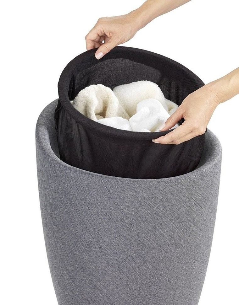 Pufa, kosz na pranie 2w1, Candy, grey