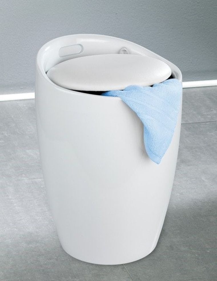 Pufa, kosz na pranie 2w1, Candy, white