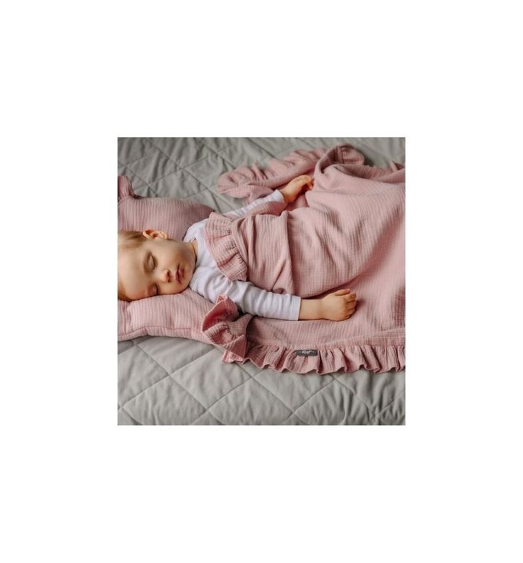 Pulp, Bamboo, kocyk muślinowy z falbankami, różowy, 90-120 cm