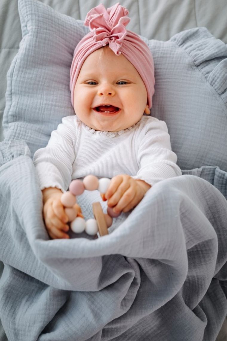 Pulp, Bamboo, kocyk muślinowy z falbankami, szary, 90-120 cm