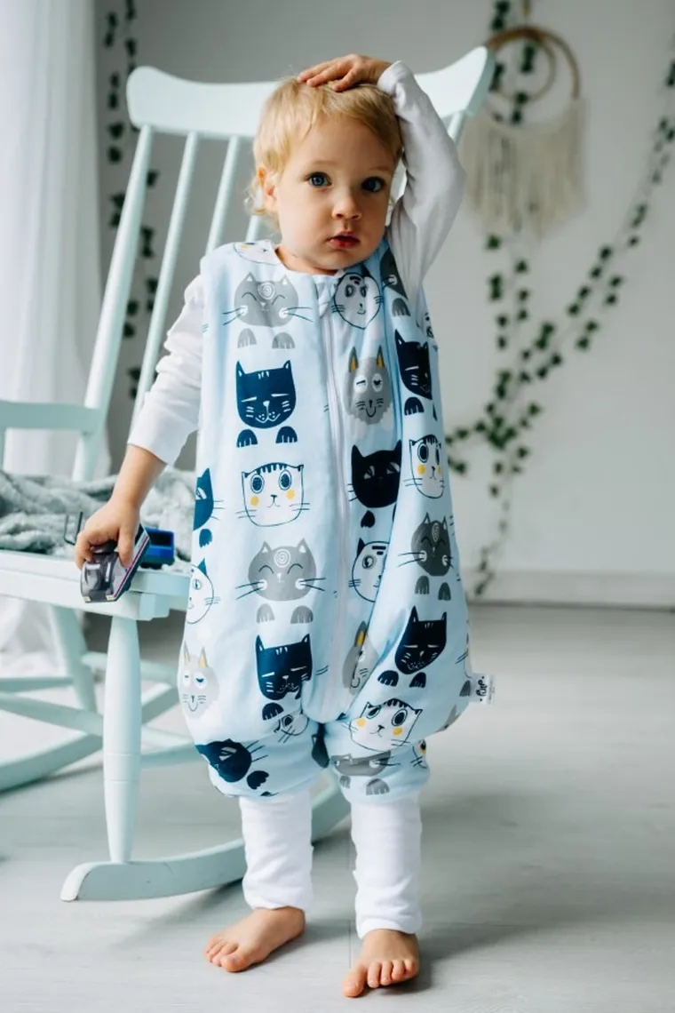 Pulp, Bamboo, Niebieskie koty, śpiworek do spania ze skarpetkami, TOG 1.75, 12-30 m