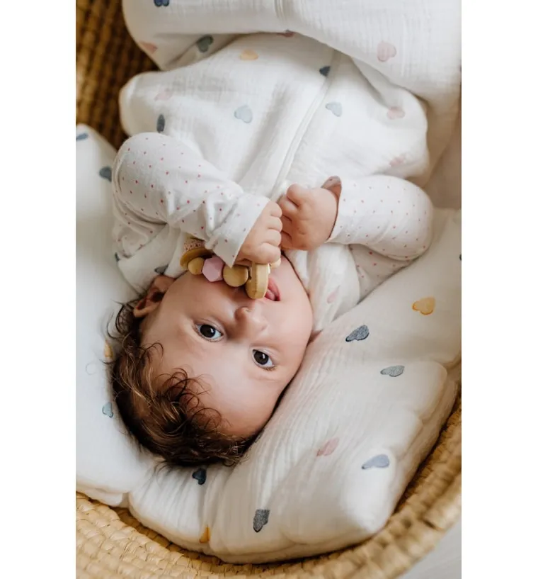 Pulp, Kolorowe Serduszka, poduszka muślinowa, gładka, 35-45 cm