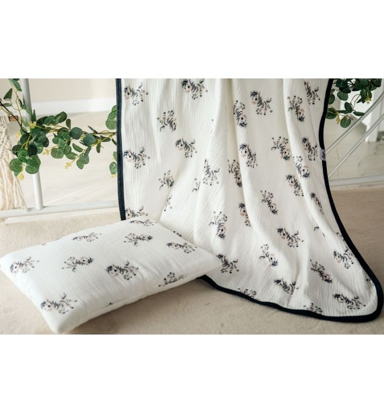 Pulp, Wesoła Zebra, kocyk muślinowy z lamówką, 100-120 cm