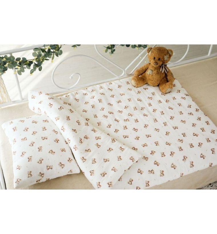 Pulp, Zamyślony Miś, pościel z bawełny muślinowej, 100-135 cm