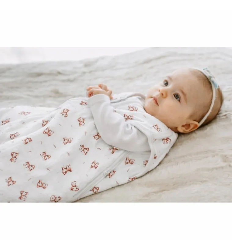 Pulp, Zamyślony miś, śpiworek letni ze skarpetkami, 0-12m