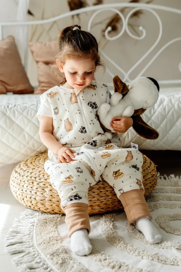 Pulp, Zwierzątka leśne, śpiworek muślinowy z nogawkami, całoroczny, TOG 1.75, 1-2.5l