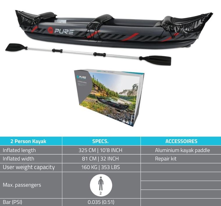 Pure 4 Fun, XPRO, kajak 2-osobowy, 325 cm
