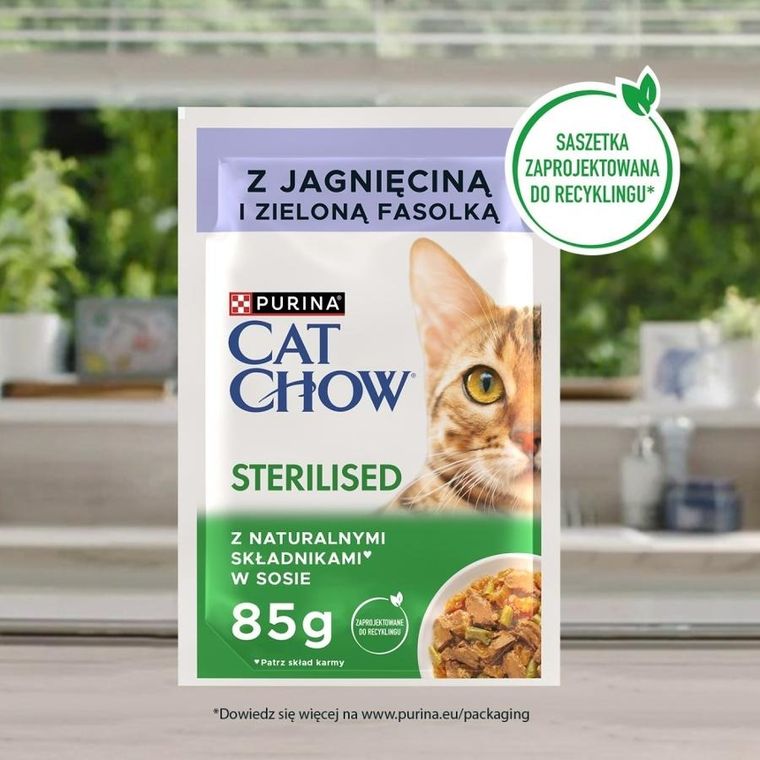Purina, Cat Chow Sterilised, karma mokra dla kota, jagnięcina, fasola, 26-85g