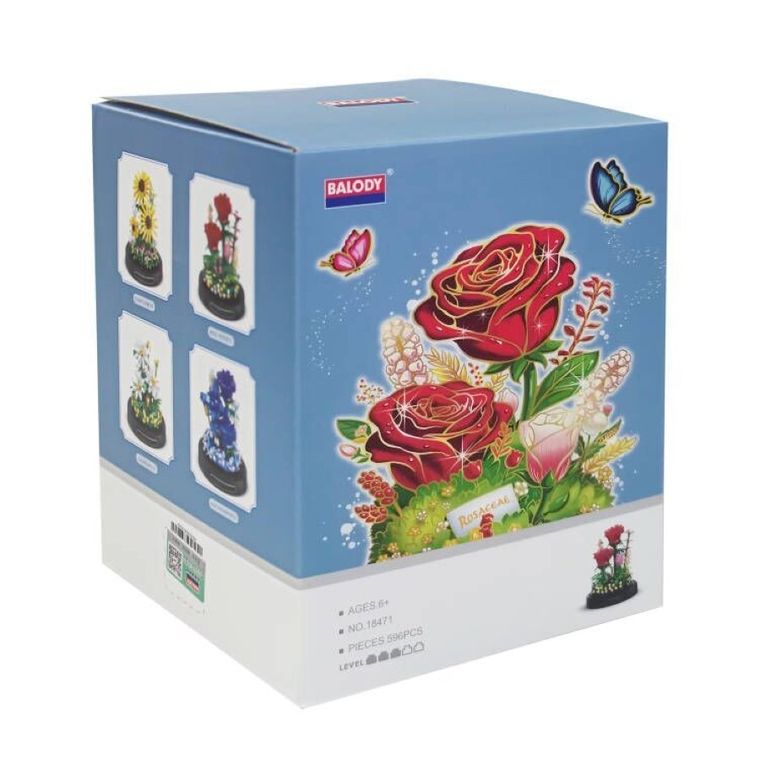 QBI, Czerwone róże, klocki konstrukcyjne, 593 elementów