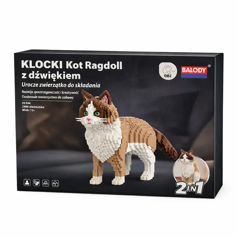 QBI, Kot 2w1 z dźwiękiem, klocki konstrukcyjne, 2308 elementów
