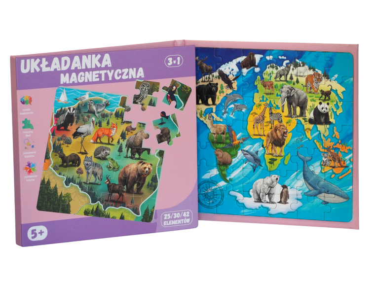 QBI, Mapy, puzzle magnetyczne, 25+30+42 elementy