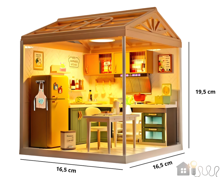 QBI, miniaturowy domek LED, kuchnia, puzzle 3D, 126 elementów