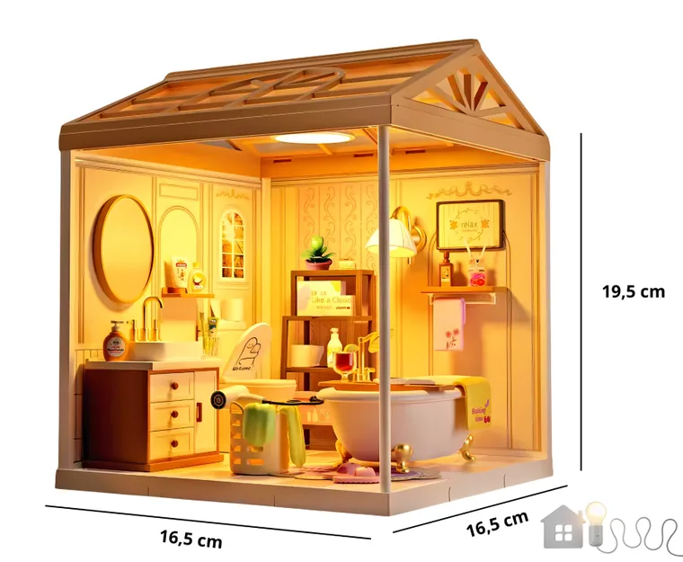 QBI, miniaturowy domek LED, łazienka, puzzle 3D, 101 elementów