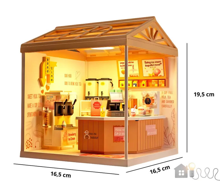 QBI, miniaturowy domek LED, lodziarnia, puzzle 3D, 94 elementów