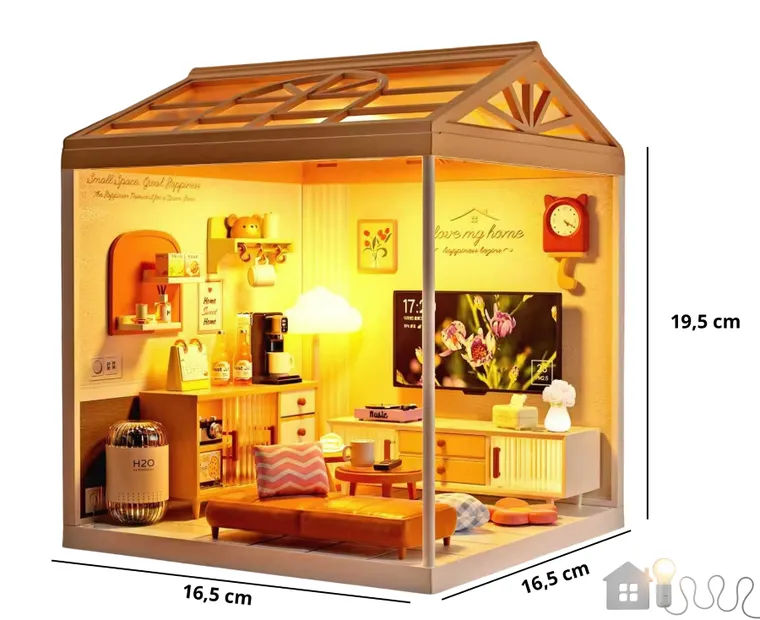 QBI, miniaturowy domek LED, pokój puzzle 3D, 92 elementów