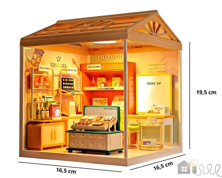 QBI, miniaturowy domek LED, salon pięknośći, puzzle 3D, 151 elementów