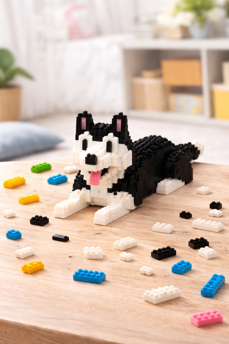 QBI, Pies Husky, 3w1, klocki konstrukcyjne, 1046 elementów